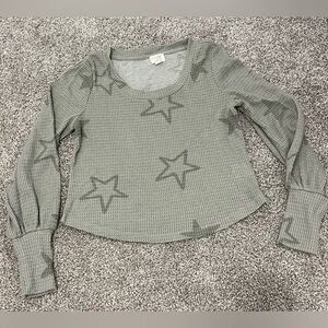 Pink Rose Gray Thermal Star Long Sleeve Top Size XS